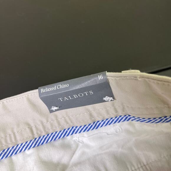 Talbots Relaxed Chino Cream Beige Straight Leg Trouser Ankle Pants Womens 16 NEW - Picture 7 of 10
